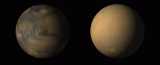 Слика на Марс пред и по песочната бура којашто ја зафати целата планета