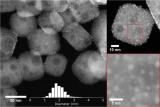 Електронска микрографска слика од наталожените честички платина 