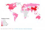 Мапа којашто ја прикажува раширеноста на болеста во светски рамки (преземено од Тајм магазин)