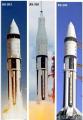 Лансирање на ракетата Сатурн 1Б во три конфигурации – AS-203 без вселенското летало, Аполо 5 со лунарниот модул, и заедно со командниот/сервисниот модул, при сите други лансирања.