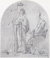 Наполеон се крунисува самиот себеси, скица од уметникот Жак-Луј Давид, дел од колекцијата графики на музејот Лувр