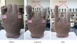 Новиот биоцемент, тестиран на оштетената рака на Буда од карпестите резби во Дазу, кинески локалитет под заштита на УНЕСКО.