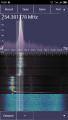 Спектрограмот од сигналот на Z32TW/P на 10 GHz ФМ, снимен на првата меѓуфреквенција (754 MHz)