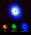 Снимки од дискот околу ѕвездата V883 Orionis добиени од ALMA.