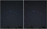 Corona Borealis или Северната круна (лево) е мало соѕвездие на пролетното северно небо. Фото илустрацијата десно ја покажува T CrB при зголемен сја