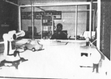 Лабораторијата во зградата на ФЕИТ, на којашто се гледа субјектот-студент седнат на стол како го набудува контролираниот робот