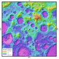 Локацијата на кратерот Малаперт А (централно во горниот дел од сликата) во однос на јужниот пол на Месечината 