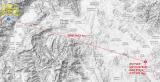 Трасата на рекордната радио врска од 118,1 km на топографската карта на Македонија.